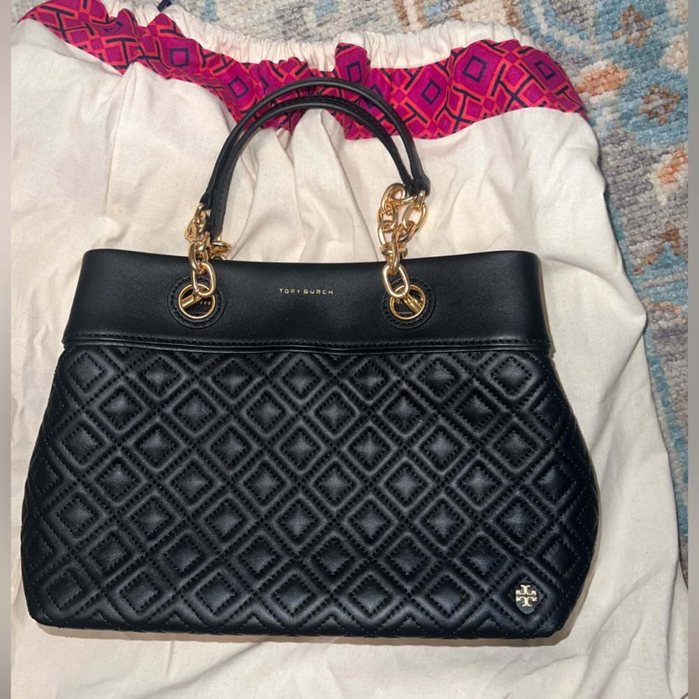 Tory Burch Black Quilted Satchel